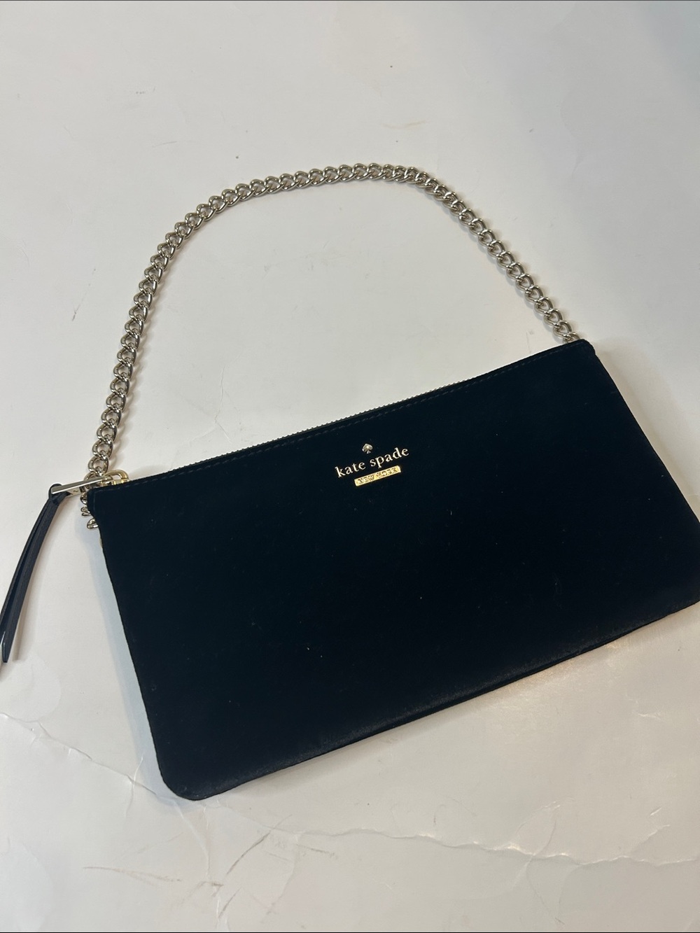 Kate Spade New York Black Velvet Chain Shoulder Bag ❤️